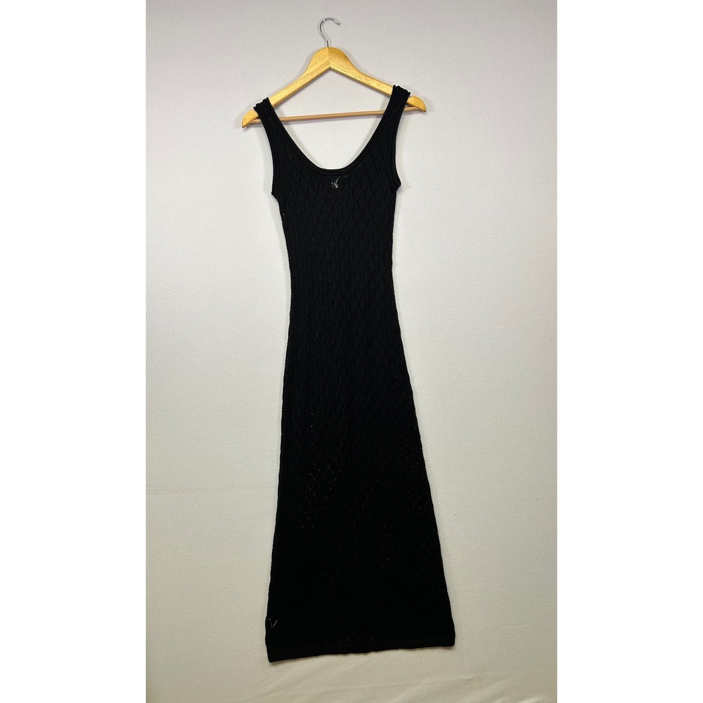 Boho Minimalist BP. Women Size S Black Pointelle Knit Sleeveless Maxi‎ Dress